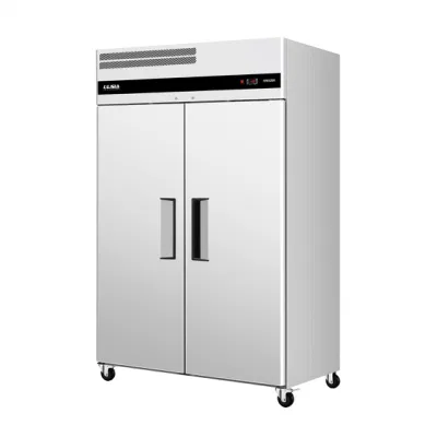 2023 商業レストラントップマウントステンレス鋼冷蔵庫垂直クーラー固体ドアチラー冷蔵庫直立両開きドアリーチ